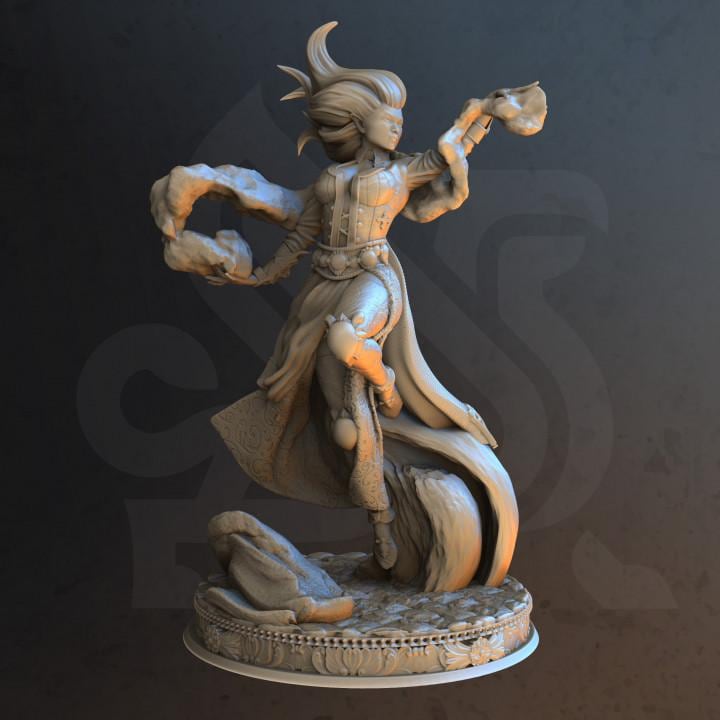 
Female Wizard Miniature DnD Dungeons and Dragons TTRPG Wargame Female Sorcerer Figurine Spellcaster Archmaester of Golden Wisdom - DmS
