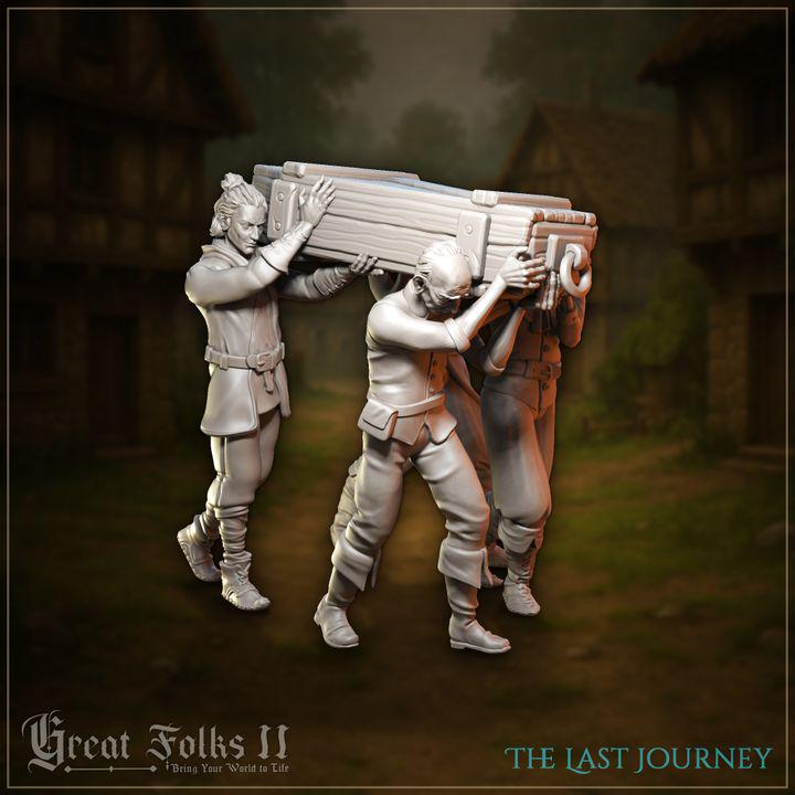 
The Last Journey Funeral Miniature Set for Dungeons and Dragons 28mm/32mm TTRPG Townsfolk NPCs Funeral Coffin Miniatures - GG