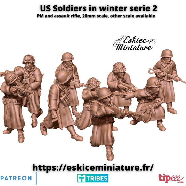 
10pc US Soldiers Winter Serie 2 WW2 – 15mm 20mm 28mm 32mm 1 35 Scale – American Infantry Miniatures – Eskice Miniature