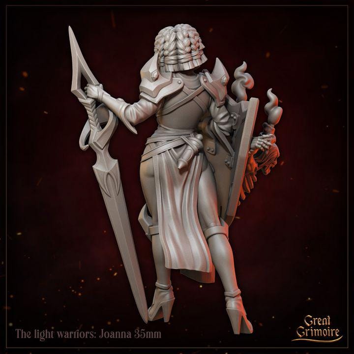 
Female Fighter with a Skeleton shield for Dungeons and Dragons 28mm/32mm/35mm TTRPG Joanna - GG