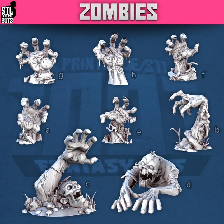 
Zombie Scatter for Dungeons and Dragons 28mm/32mm Basing Bits DnD Terrain Scenery Scatter D&D TTRPG Mini Basing Material - STL
