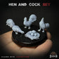 
19pc Hen and Cock Miniature Set for DnD Dungeons and Dragons 28mm/32mm Chicken Mini Scatter Terrain Basing Bits TTRPG Minis Farm Scatter ZbW