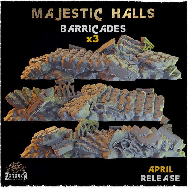 
3pc Barricades for Dungeons and Dragons 28mm/32mm Basing Bits DnD Scatter Terrain Scenery Scatter D&D TTRPG Mini Basing Material - ZbW