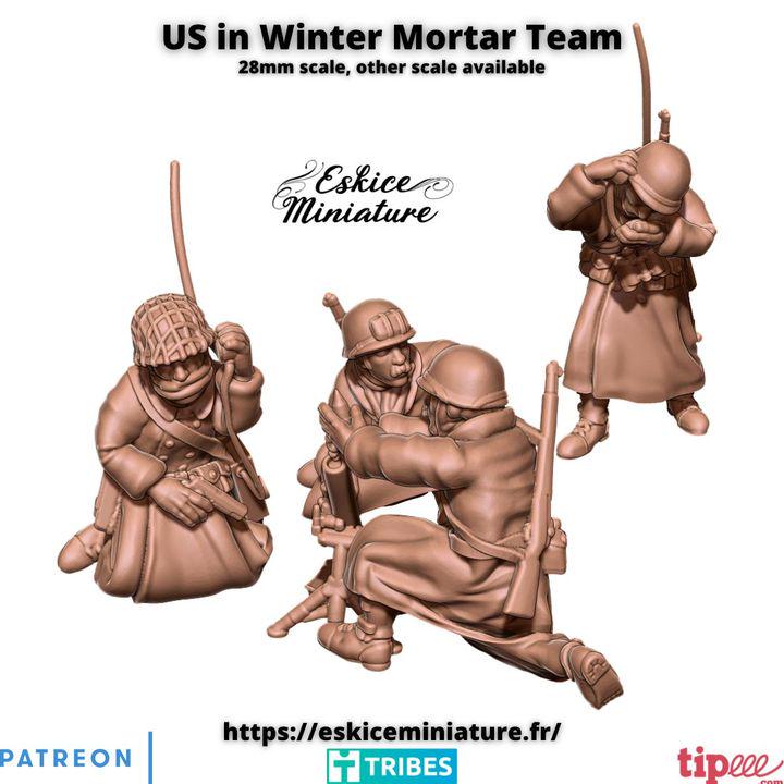 
US Winter Mortar Team WW2 – 15mm 20mm 28mm 32mm 1 35 Scale – American Infantry Support Unit – Eskice Miniature