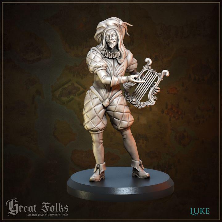 
3pc The Mystic Melodists DnD Dungeons and Dragons 28mm/32mm TTRPG Wargame NPCs Musician Band Figurines for your Village Entertainment Circus