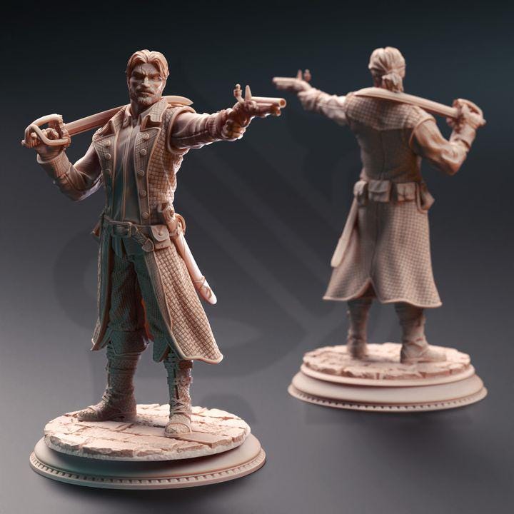 
3pc Bandit Swashbuckler Thugs DnD Dungeons and Dragons 28mm/32mm TTRPG Wargame Miniature DnD 5e Pathfinder Cartel Enforcers Human Fighters