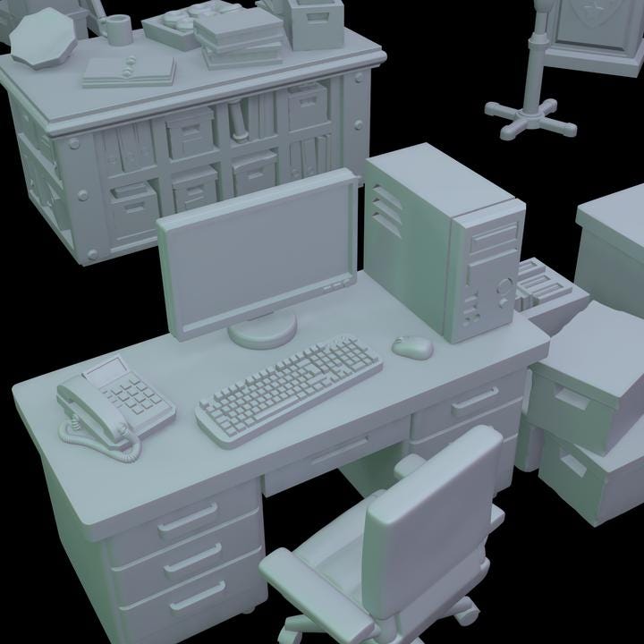
Police Office Miniature Scatter Terrain Office Furniture DnD Dungeons and Dragons 28mm/32mm TTRPG Sci fi Props RPG Police Station Scenery