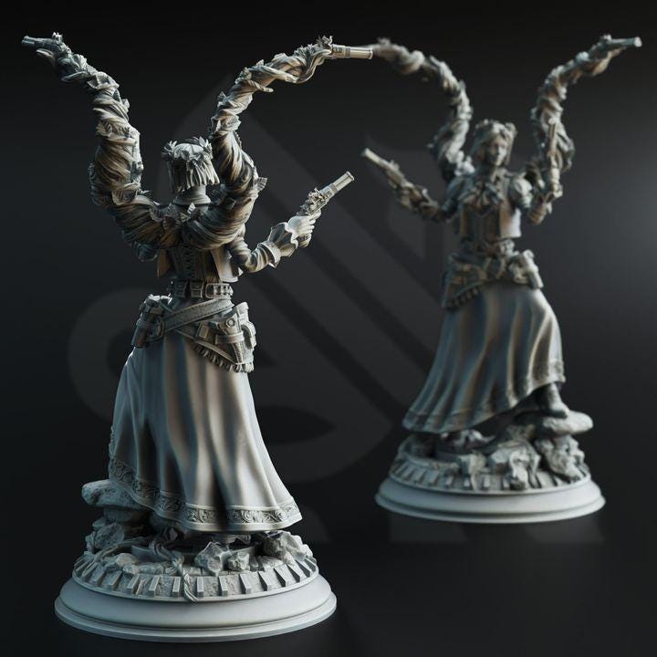 
Half Elf Druidic Gunslinger Miniature Dungeons and Dragons 28mm/32mm/38mm Mini RPG Tabletop Miniature DnD Painting 5e DnD Tasmin  - DmS