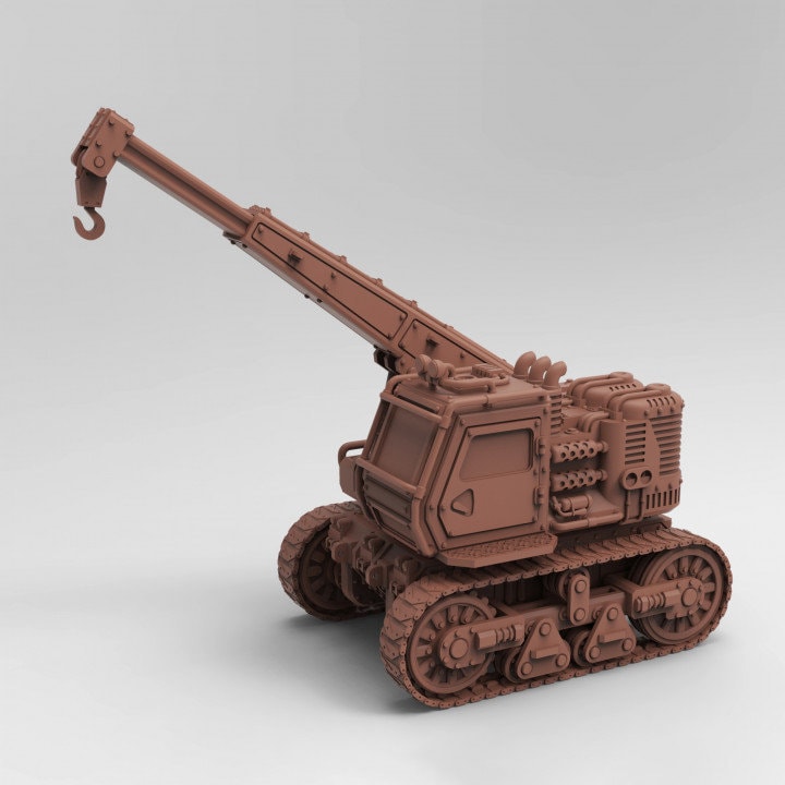 
Crane Miniature, Industrial Scifi, Wasteland Vehicles, Steampunk Crawler, 40K, Table top RPG miniatures, 28mm or 32mm Scale, Tesseract Tomb