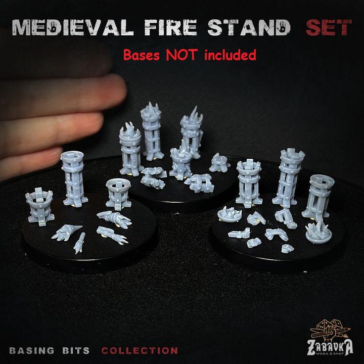 
25pc Medieval Fire Stands Cave Torch Lights Dungeons and Dragons Basing Bits DnD Scatter Terrain Scenery Scatter TTRPG Basing Material - ZbW