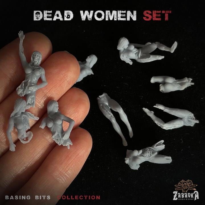 
10pc Dead Women - Basing Bits 28mm/32mm TTRPG Macabre Wargaming Miniatures Skeletal Corpse Organs Scatter Torn Intestinal Scenery Elements