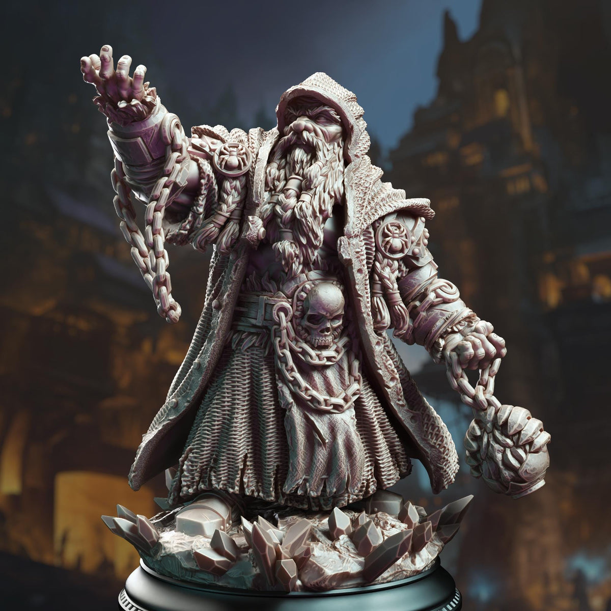 
A Powerful Dark Rune Dwarf Sorcerer for DnD Dungeons and Dragons 28mm/32/38mm