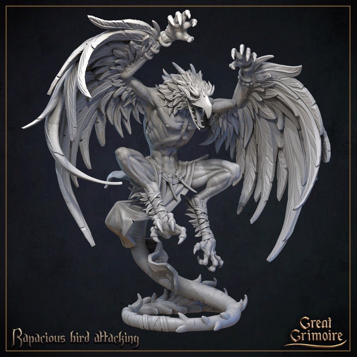 
Rapacious Bird DnD Dungeons and Dragons 28mm/32mm TTRPG Wargame Miniatures Large Terror Bird Monster Fantasy Curse of the Celestial Children