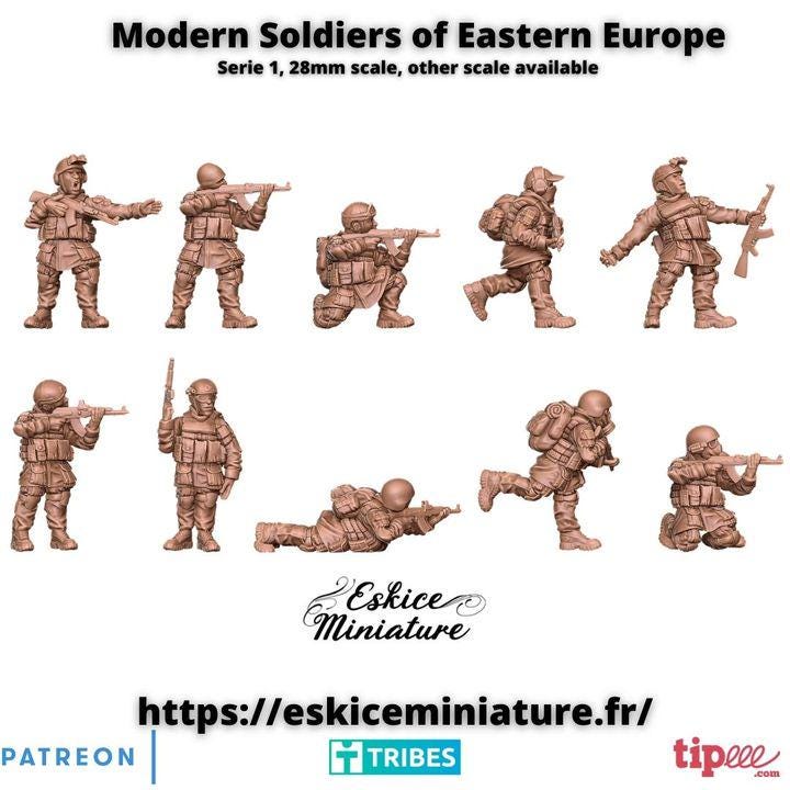 
10pc Modern Soldiers Eastern Europe Serie 1 – 15mm 20mm 28mm 32mm 1 35 Scale – Contemporary Infantry – Eskice Miniature