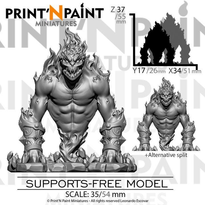 
Fire Elemental Miniature – Dungeons and Dragons Elemental – RPG Tabletop DnD Pathfinder 5e Fantasy Creature Figure –PnP