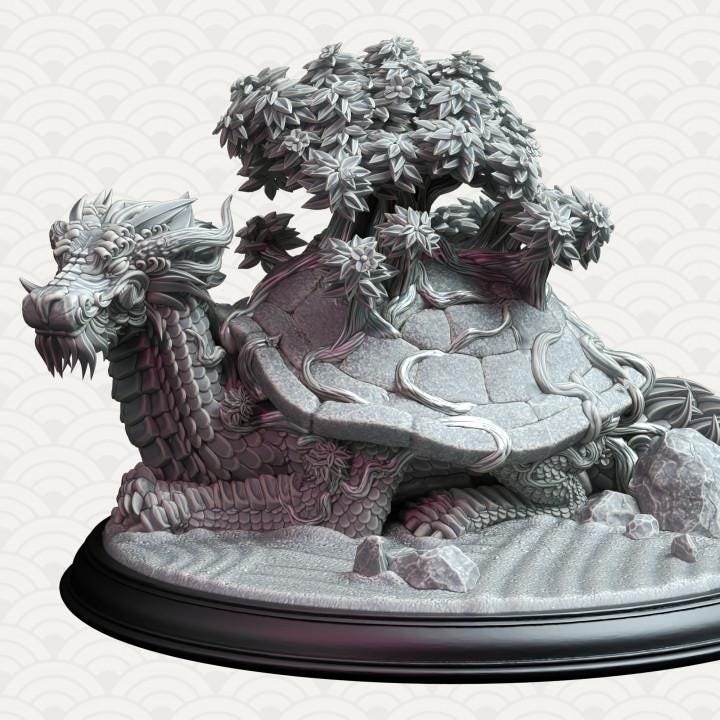 
Eastern Dragon Turtle Miniature DnD Dungeons and Dragons 28mm/32mm TTRPG Wargame Dragon Creature Fantasy RPG Detailed 12K Miniature