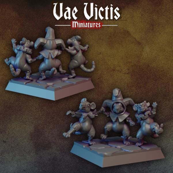
Dancing Rats DnD Dungeons and Dragons 28mm/32mm Cute Rat Miniatures TTRPG Fantasy Wargame Minis Cute Ratfolk Miniatures Entertainment minis