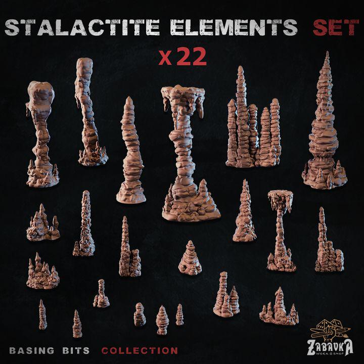 
22pc Stalactite Elements - Basing Bits 28mm/32mm TTRPG Fantasy Battlefield Scatter Terrain Cave Basing Geological Stalactite MiniaturesZbW