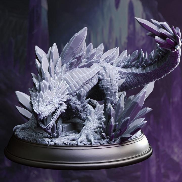 
Crystal Lizard - Salansi | 28mm/32mm/38mm TTRPG Dark Fantasy Wargaming Underground Ecosystem DnD Serpent Beast WEHL Territorial Predator