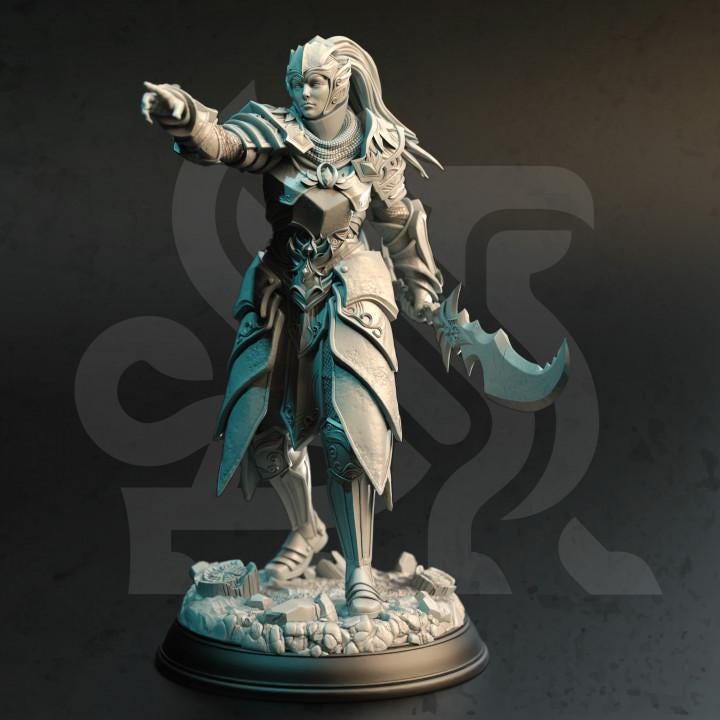 
High Elf Commander Dungeons and Dragons 28mm/32mm/38mm Mini RPG Tabletop Miniature DnD Painting Pathfinder 5e DnD Cyrindeth - DmS