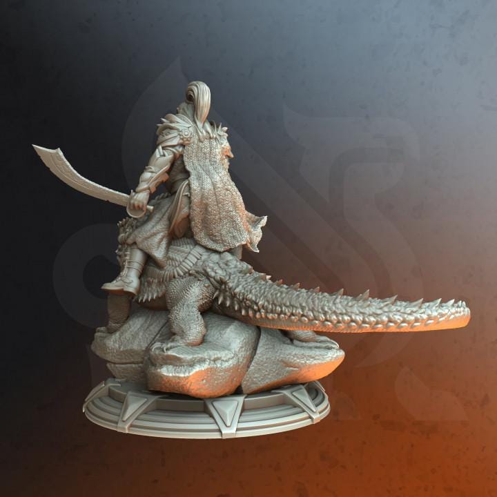 
Lizard Rider Miniature Dungeons and Dragons 28mm/32mm/38mm Mini RPG Tabletop Miniature DnD Painting Pathfinder 5e DnD  Dreytin - DmS