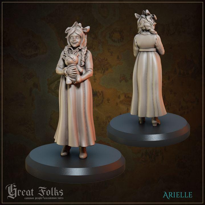 
5pc Children and Dog DnD Dungeons and Dragons 28mm/32mm Dark Strays TTRPG Townsfolk NPCs Orphan Miniatures Dog Companion for roleplaying
