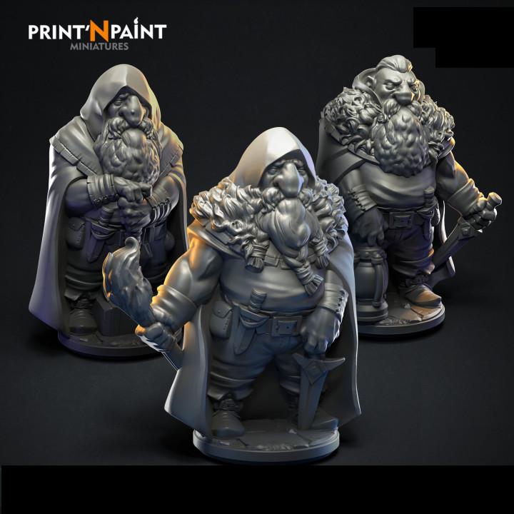 
3pc Dwarf Explorers – Fantasy Miniature Set – 28mm 32mm 35mm Scale – Tabletop RPG Figures for DnD & Pathfinder – Gray PLA 3D Printed –PnP