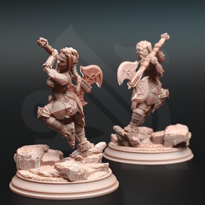 
Duergar Battlerager Barbarian - Gatha | 28mm/32mm/38mm TTRPG Dark Fantasy Cult of Irinax Wargaming Short Dwarven Fighter NPC Liturium War