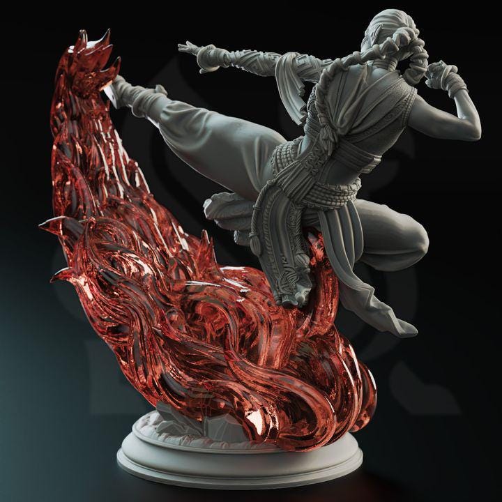
Fire Genasi Monk GREY RESIN Dungeons and
