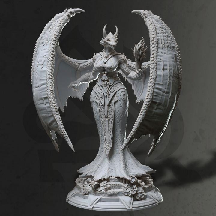 
Dragonborn Warlock Miniature DnD Dungeons and Dragons 28mm/32mm TTRPG Fantasy Female Mage Miniature RPG Figurine DnD Pathfinder DnD 5e