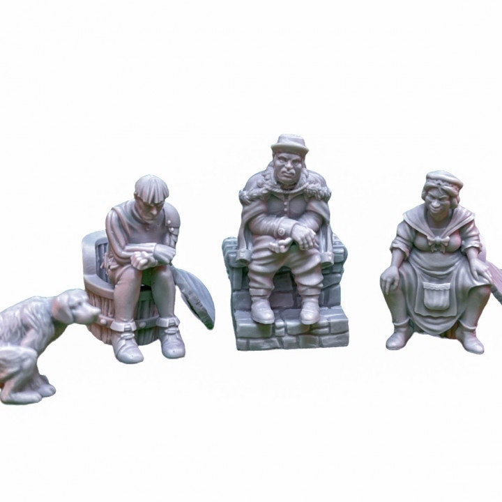 
Toilets and NPCs DnD Dungeons and Dragons 28mm/32mm Miniature Scatter Terrain Wargame RPGs Townsfolk NPCs Fun Miniature Scatter Terrain