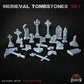 
34pc Medieval Tombstones for Dungeons and Dragons 28mm/32mm Basing Bits DnD Terrain Scenery Scatter D&D TTRPG Mini Basing Material - ZbW