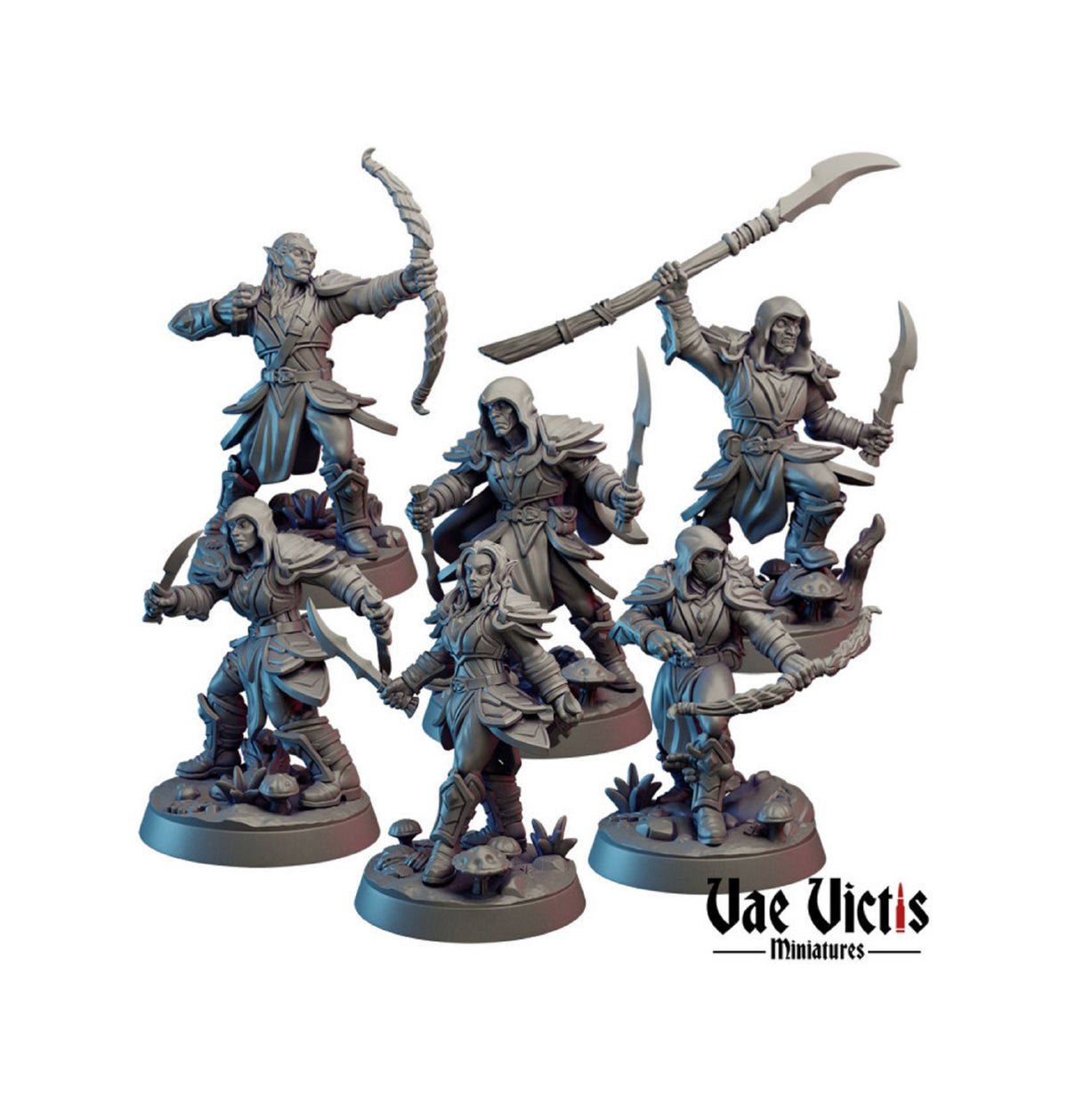 
6pc Elves Miniatures DnD Dungeons and Dragons 28mm/32mm TTRPG Fantasy Wargame NPCs Pathfinder 5e DnD Forest Elf Minis Sorcerer Elf Rangers