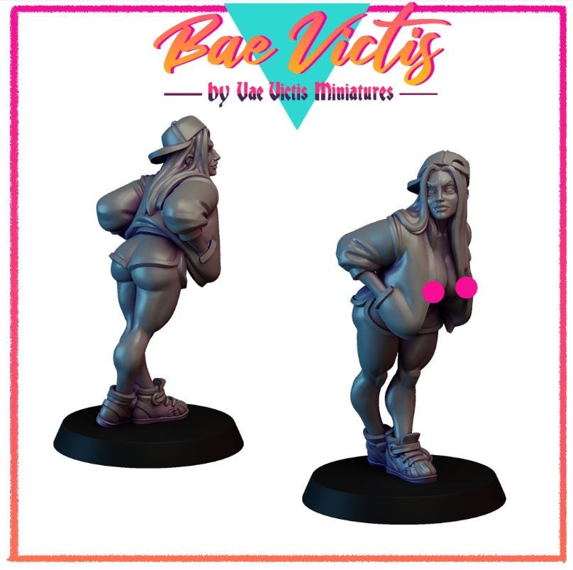 
80s Style Fun Gift for DM Bae Victis Naughty Lady DnD Dungeons and Dragons 28mm/32mm RPG Wargame figurines fun gift for Miniature Painter