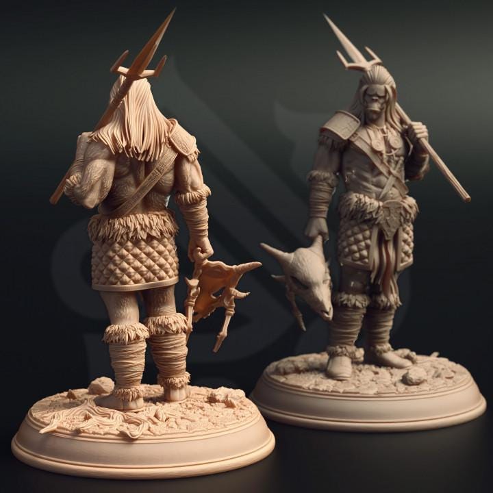 
Tribal Orc Miniature Dungeons and Dragons 28mm/32mm/38mm Mini RPG Tabletop Miniature DnD Painting Pathfinder 5e DnD - DmS