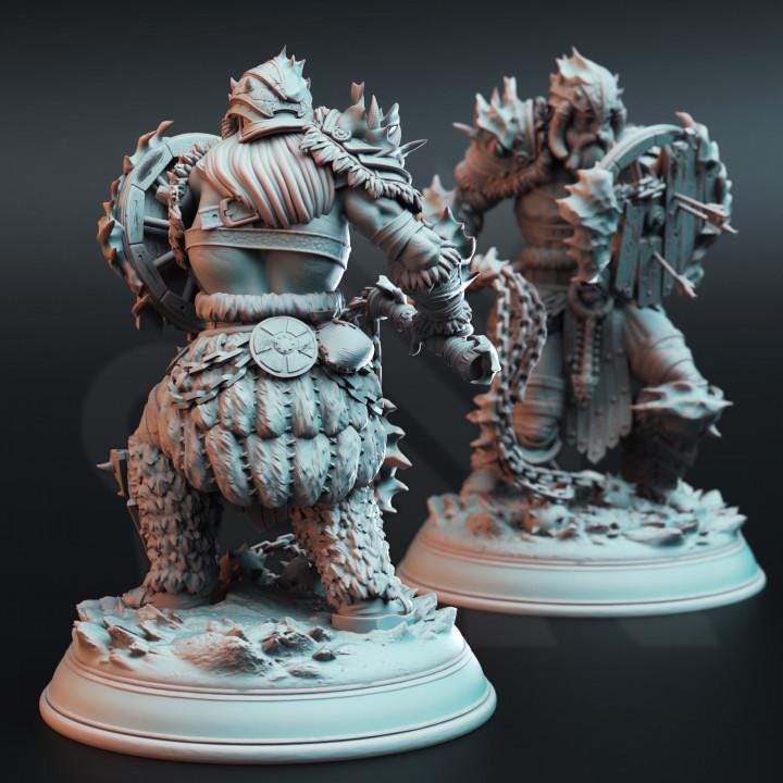 
3pc Snow Giants DnD Dungeons and Dragons 28mm/32mm TTRPG Fantasy Wargame Giant Miniatures Fighter Warriors 5e Wargame Giants Nordic Minis