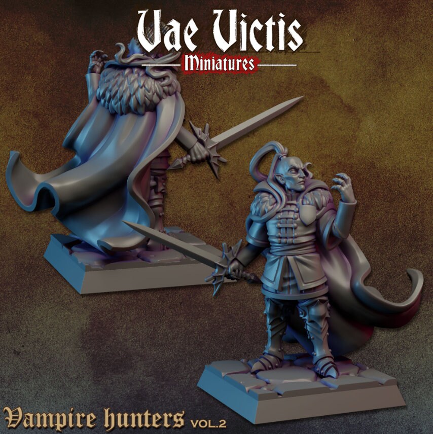 
Vampire Hunter Miniature DnD Dungeons and Dragons 28mm/32mm Tabletop RPG Vampire NPC DnD Slayer Miniature  TTRPG Wargame Miniatures