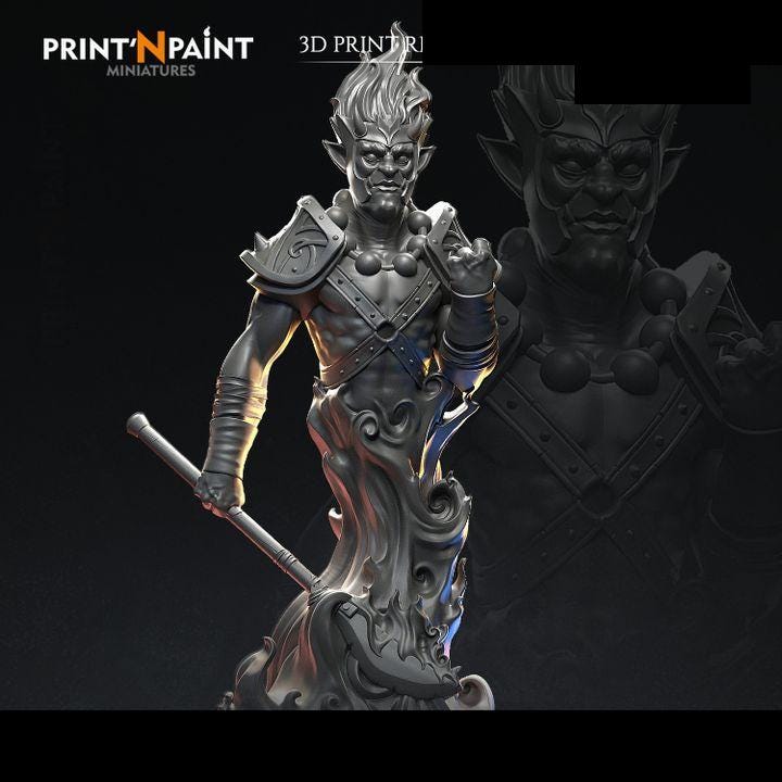 
Flameborn Ifrit Miniature – Dungeons and Dragons Elemental – RPG Tabletop DnD Pathfinder 5e Fire Creature Figure –PnP