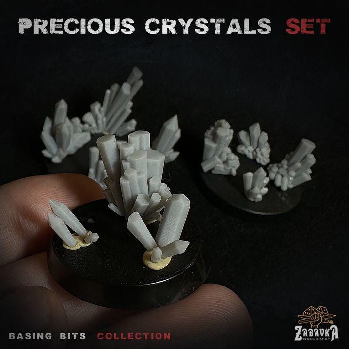 
14pc PRECIOUS Crystal Scatter Scenery Set DnD Dungeons and Dragons 28mm/32mm Basing Bits Crystal Mine Scatter Diorama Mining Stone figurines