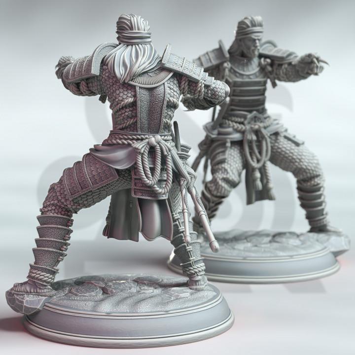 
Samurai of the Serpent - Kazuhira Orochi | 28mm/32mm/38mm TTRPG Fantasy Wargaming Armoured Japanese Monk Spirit Serpent NPC with Katana