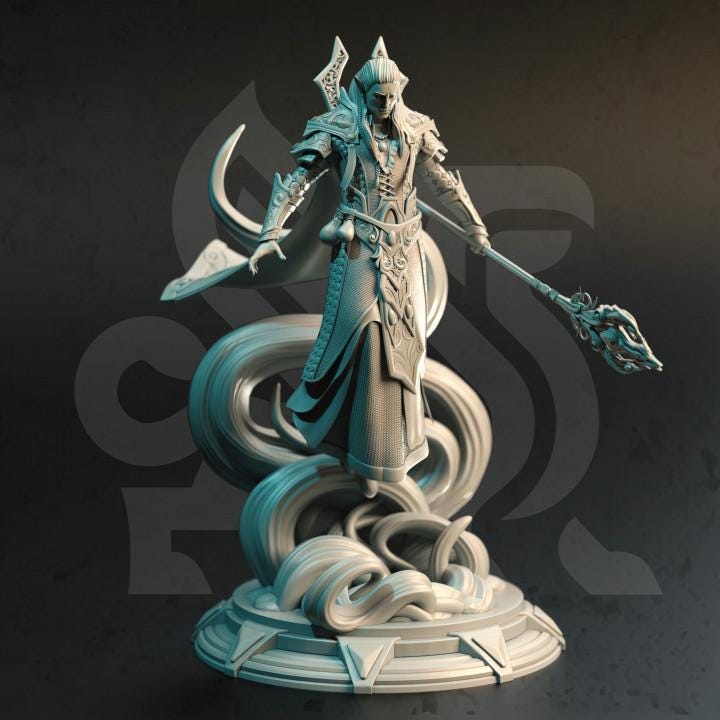 
Elf Master Sorcerer Male Wizard Miniature Dungeons and Dragons 28mm/32mm/38mm Mini RPG Tabletop Miniature DnD Pathfinder 5e Karydian - DmS