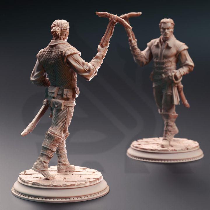 
3pc Bandit Swashbuckler Thugs DnD Dungeons and Dragons 28mm/32mm TTRPG Wargame Miniature DnD 5e Pathfinder Cartel Enforcers Human Fighters