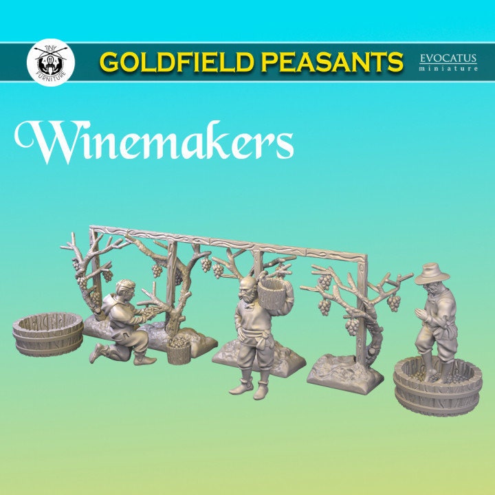 
Vineyard Winemakers Set for DnD, Dungeons and Dragons, Vineyard Scenes, TTRPG Miniature, Wargames Tabletop Games, 28/32mm - Tiny Furniture