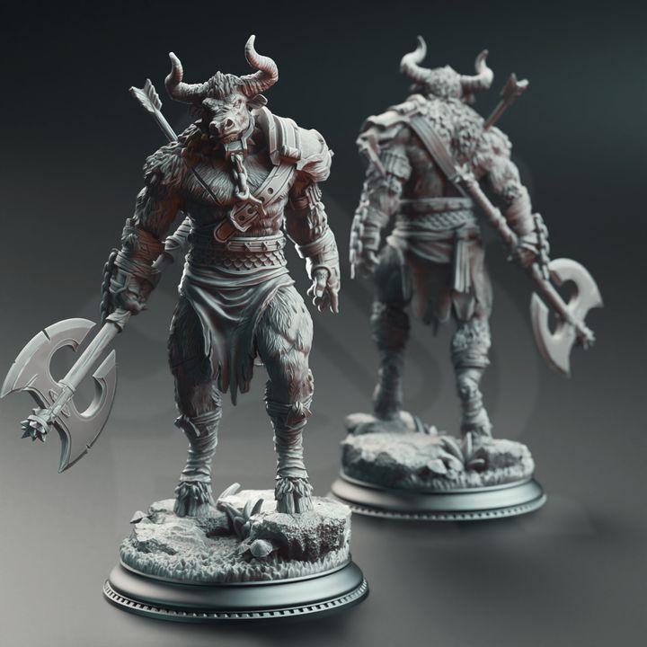 
3pc Minotaur Warriors Beast men DnD Dungeons and Dragons 28mm/32mm TTRPG Fantasy Wargame Miniature DnD 5e Pathfinder Beast Powerful Opponent