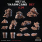 
14pc Metal Trash Cans - Basing Bits 28mm/32mm Scale Garbage Scatter Terrain Basing Materials City Landfill Dystopian Urban Scenery Elements