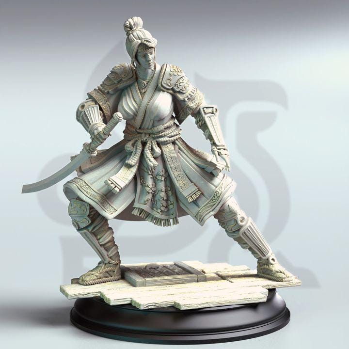 
Female Assassin Serpentfolk Miniature Dungeons and Dragons 28mm/32mm/38mm Mini RPG Tabletop Miniature DnD Pathfinder 5e DnD Yushin - DmS