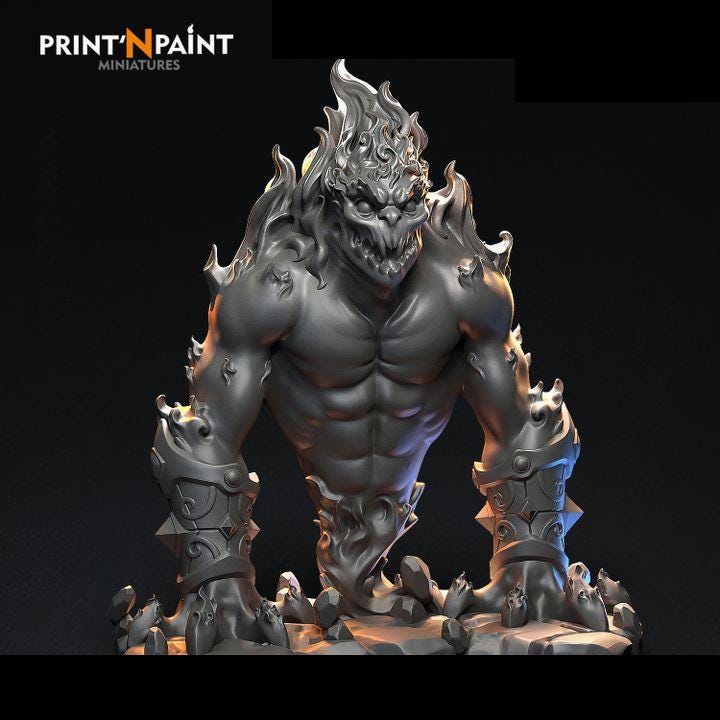 
Fire Elemental Miniature – Dungeons and Dragons Elemental – RPG Tabletop DnD Pathfinder 5e Fantasy Creature Figure –PnP