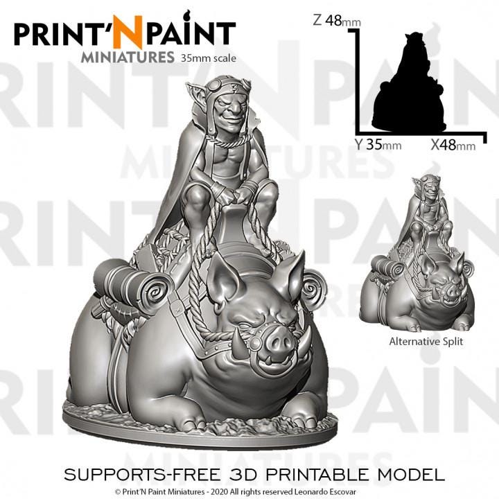 
Pig Rider Goblin Miniature – Dungeons and Dragons DnD 5e Pathfinder RPG Tabletop Fantasy Figure –PnP