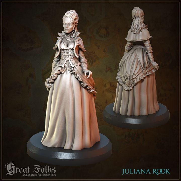 
2pc Townsfolk NPCs The Rook Family DnD Dungeons and Dragons 28mm/32mm TTRPG Wargame Fantasy Miniature Villagers