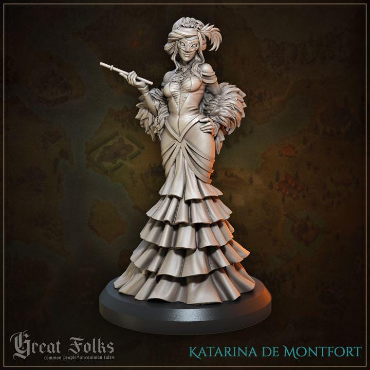 
2pc Montfort Family DnD Dungeons and Dragons TTRPG Wargame Miniatures 28mm/32mm Townsfolk NPCs  Medieval Villagers Fantasy Figurines